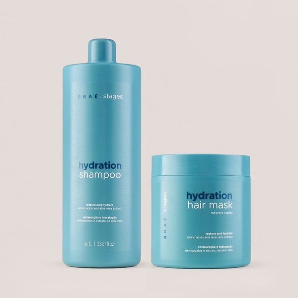 KIT BRAÉ STAGES HYDRATION SHAMPOO 1L + MÁSCARA 500G