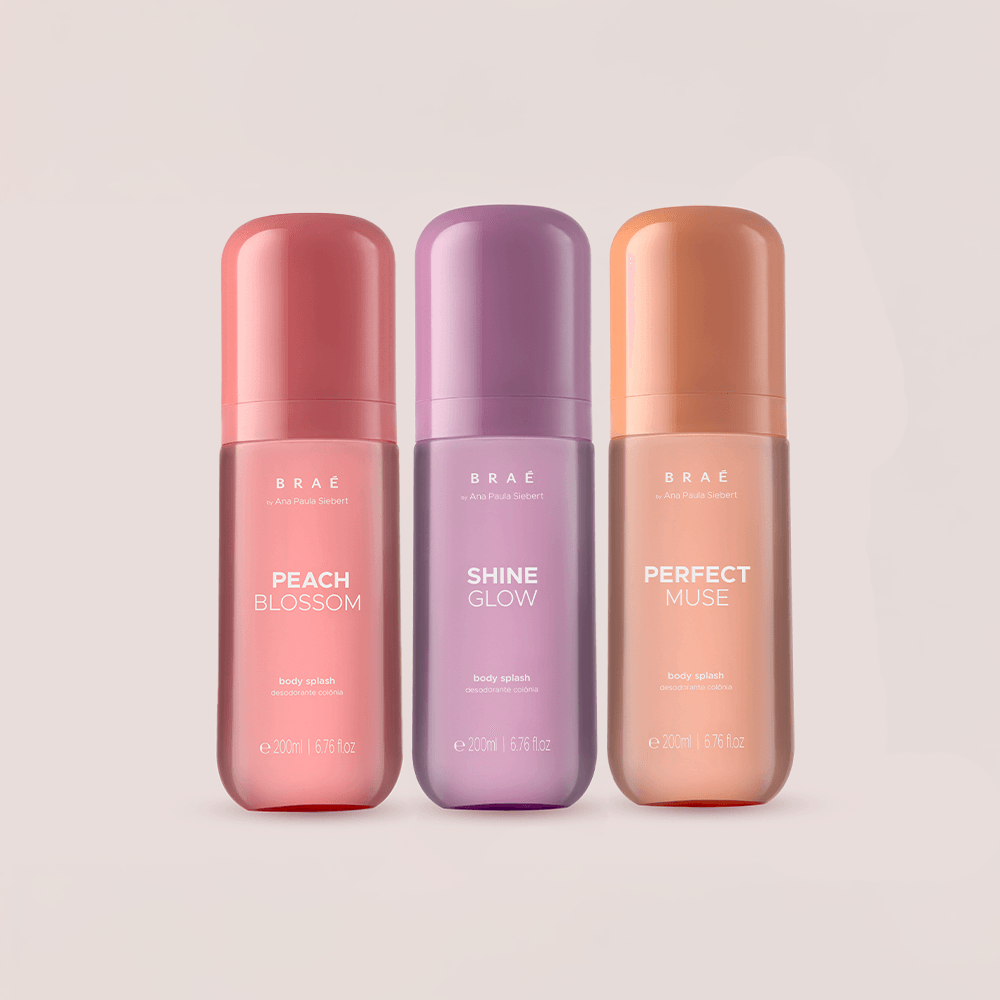 Kit Trio Braé by Ana Paula Siebert Body Splash Shine Glow 200ml + Body Splash Perfect Muse 200ml + Peach Blossom 200ml