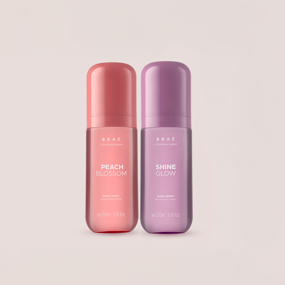 Kit Duo Braé by Ana Paula Siebert Body Splash Shine Glow Desodorante Colônia 200ml + Body Splash Peach Blossom 200ml