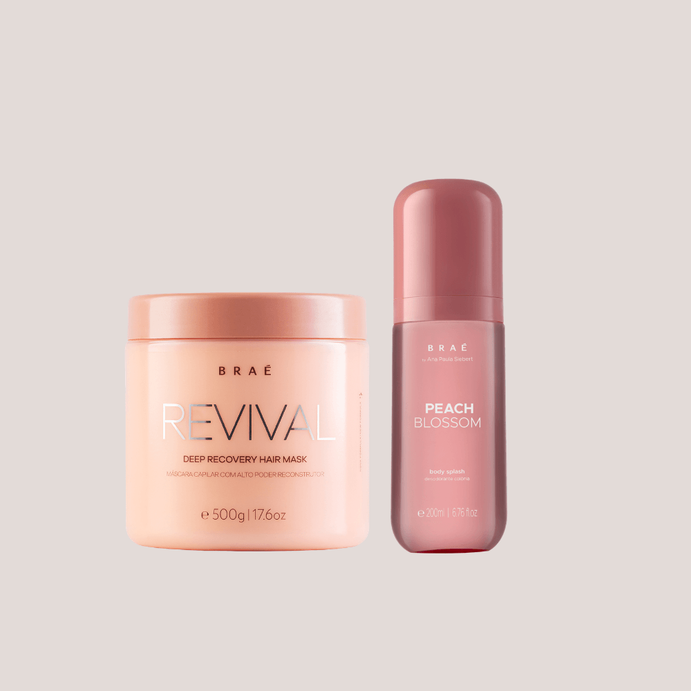 Kit Máscara Capilar Revival Reconstrução profunda 500g + Body Splash Peach Blossom Desodorante Colônia 200ml
