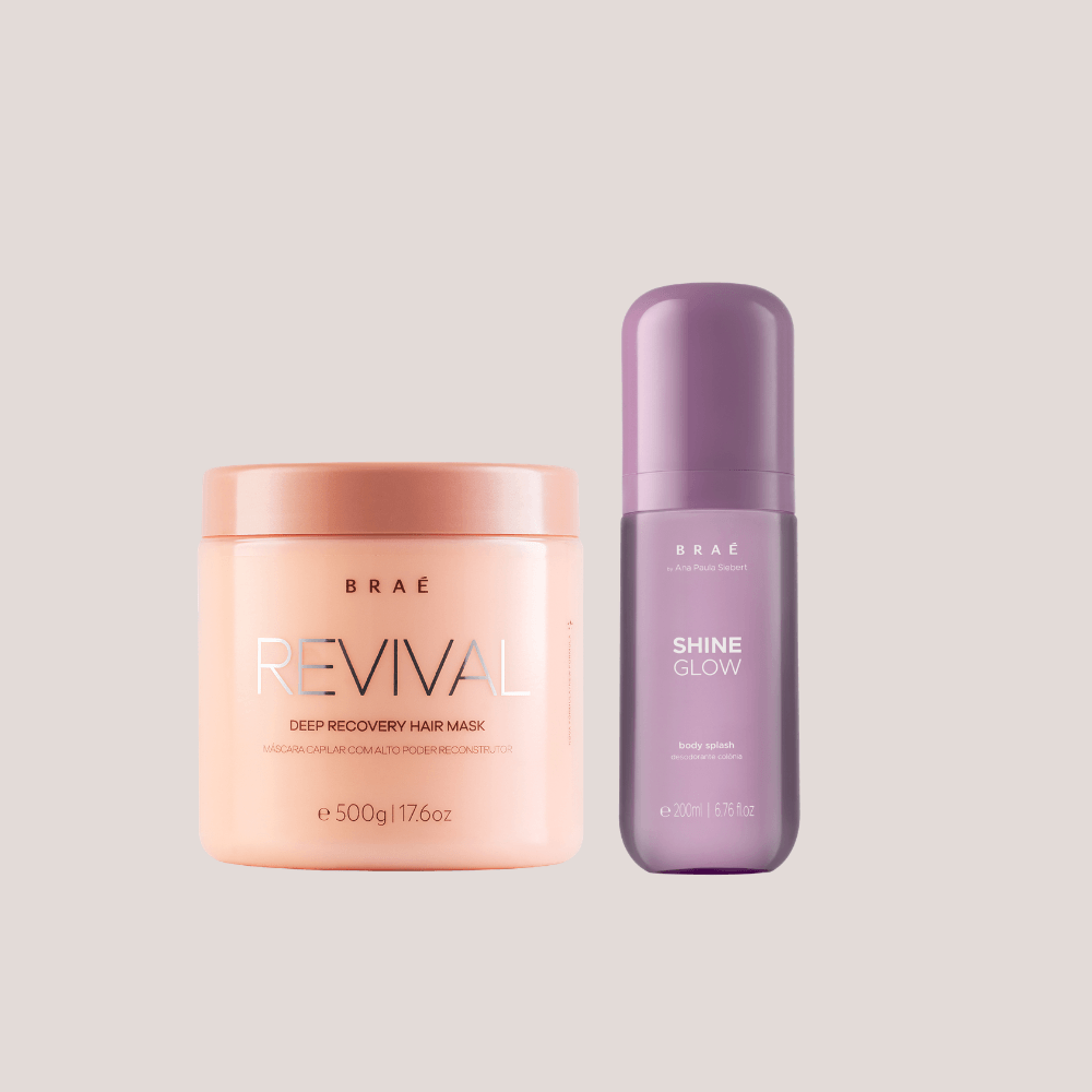 Kit Máscara Capilar Revival Reconstrução profunda 500g + Body Splash Shine Glow Desodorante Colônia 200ml