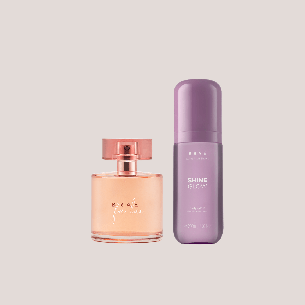 Kit For Her Perfume Corporal 100ml + Body Splash Shine Glow Desodorante Colônia 200ml