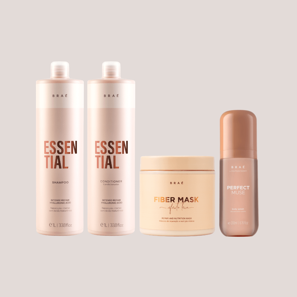 Kit Essential Duo Shampoo e Condicionador 1L + Fiber Mask 500g + Body Splash Perfect Muse Desodorante Colônia 200ml